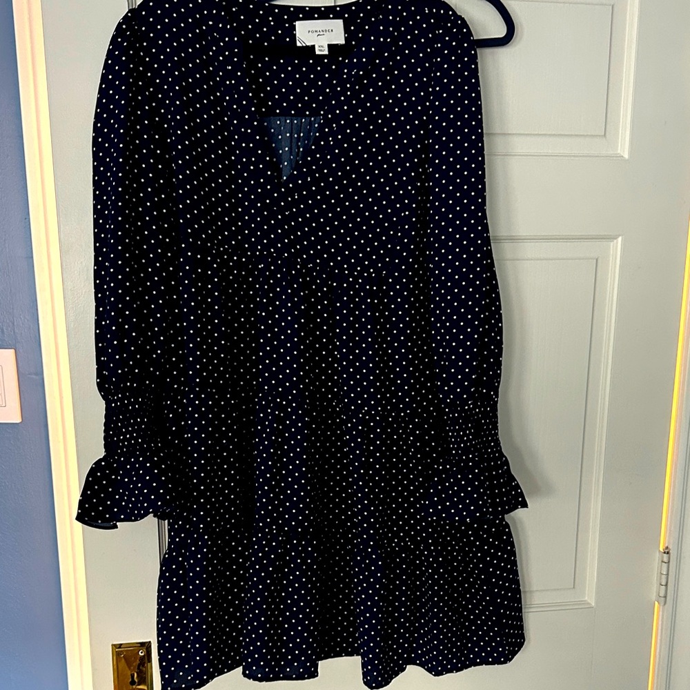 tuckernuck Pomander Place Navy and White Polka Dot Dress XXL